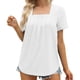 thumbnail image 2 of Fiudx Camisetas para Mujer Camiseta Holgada Cómoda con Cuello Cuadrado de Color Sólido a La Moda para Mujer, Blusa de Manga Corta, Tops Informales, 2 of 7