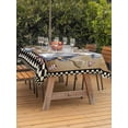 thumbnail image 2 of Outdoor Tablecloth with Umbrella Hole and Zipper, Vintage Gnomes Rectangle Table Cloth 60x84 Inch Waterproof Tablecloth, Black White Checkered Retro Art Picnic Table Cover for Patio Camping, 2 of 7