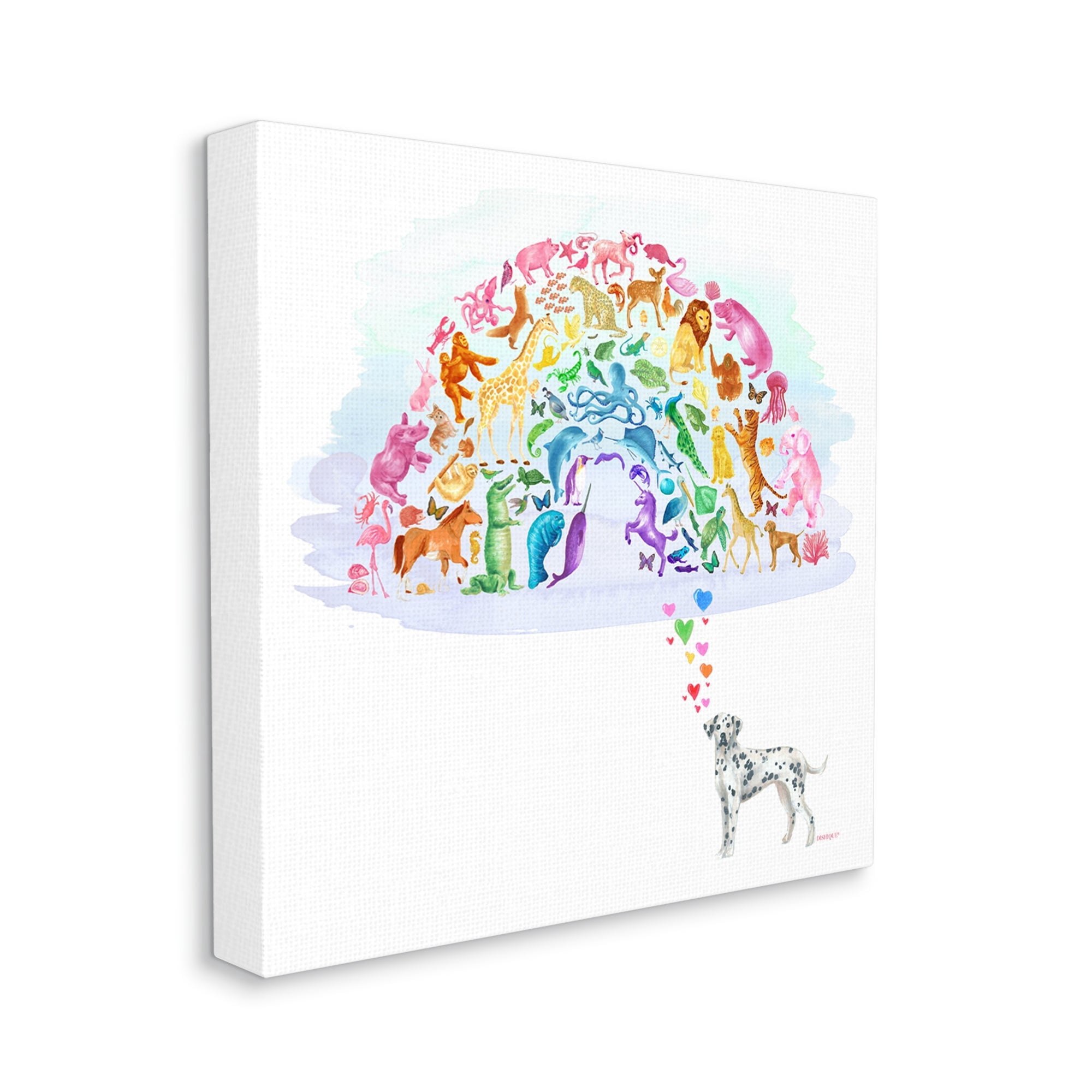 Stupell Industries Bright Rainbow Animals Dalmatian Dream Arch Shape Graphic Art Gallery Wrapped Canvas Print Wall Art, Design by Dishique