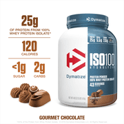 Dymatize ISO 100 Hydrolyzed 100% Whey Protein Isolate Powder, Gourmet Chocolate, 25g Protein, 3 Lb, 48 Oz