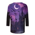 thumbnail image 4 of Yourumao Halloween Plus Size Tops for Women Spooky Season 3/4 Sleeve Top Crewneck Graphic Halloween Party Outfits, 4 of 5