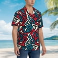 thumbnail image 3 of Sikiie Geometric Elements Print Men's Hawaiian Shirt, Summer Beach Button Pocket Short Sleeve T-Shirt,X-Large, 3 of 7