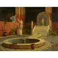 thumbnail image 2 of Luigi Bazzani 18x15 Black Ornate Wood Framed Double Matted Museum Art Print Titled - Picking Flowers from the Courtyard, 2 of 5