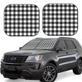 thumbnail image 1 of Balery Black White Plaid Parasol para parabrisas de coche de 2 piezas | Parasol plegable para parabrisas delantero de coche para la mayoría de sedanes-Small, 1 of 6