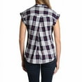 thumbnail image 3 of Jachs Girlfriend Women's V-Neck Collar Short Sleeve Button Down Top Blouse-Navy / XXL, 3 of 4