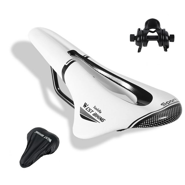 WEST BIKING Premium WEST BIKING Bike Saddle Set with Rain Cover, Comfortable Road Cycling Seat in Multiple Color Options, Lightweight PU Material, 250x145mm