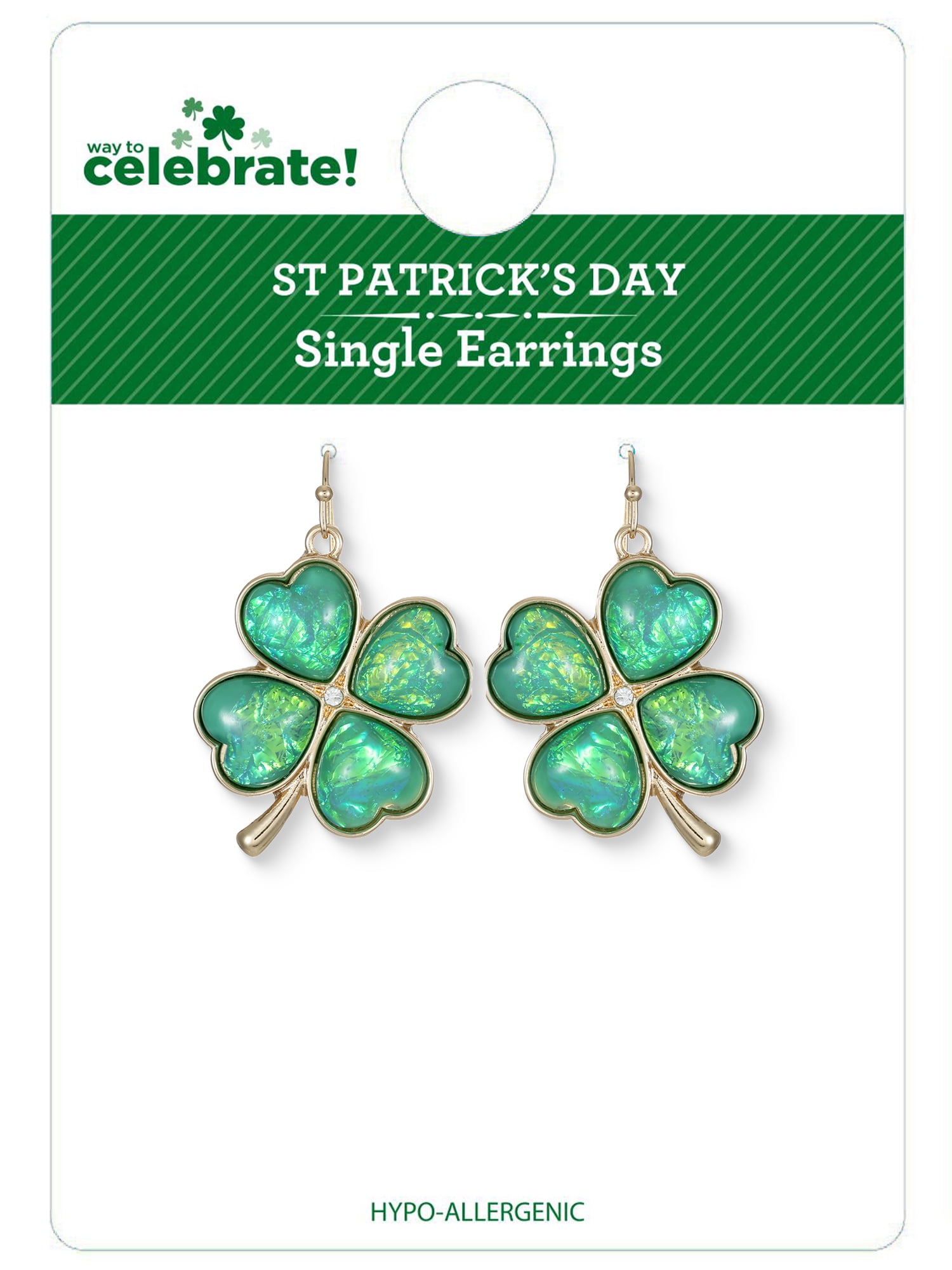 Way to Celebrate St. Patrick's Day Gold Shamrock Earrings , 1 Pair
