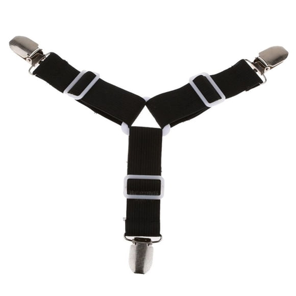 Cateissary 2x correas elásticas para sábanas, pinzas, soporte de Clip, sujetadores de tirantes ajustables Decoración del hogar Hebilla blanca elastica negra