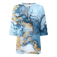 thumbnail image 5 of 3/4 Sleeve Blouses for Women Vintage Floral Print Shirt Quarter Zip Mock Neck Top Dressy Casual Summer Outfits Blusas Elegantes Para Mujer, 5 of 5