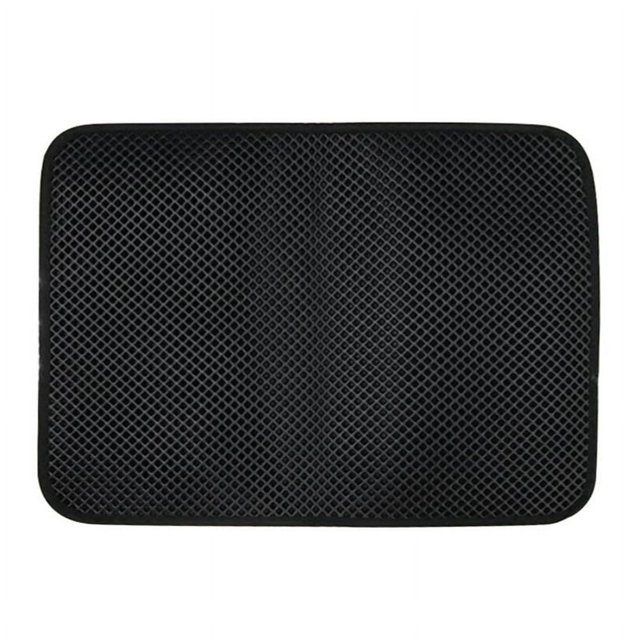 DEBGFS Cat Litter Mat Litter Trapping Mat 11.81” X 17.22” Inch Double Layer Design Waterproof Urine Proof Trapper Mat for Litter Boxes Large Size Easy Clean Scatter Control(Gray),black