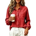 thumbnail image 2 of GigrtiJin Cotton Button Down Shirts for Womens Long Sleeve Collared Loose Blouses Dressy Casual Work Button up Shirts with Pockets, 2 of 7
