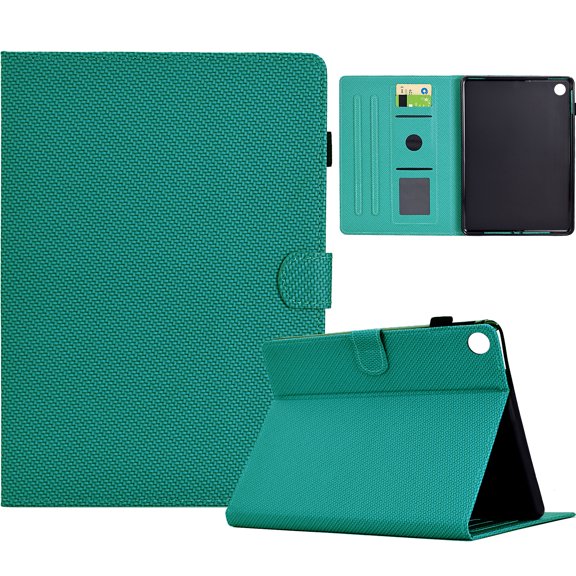 Case for Samsung Galaxy Tab A9 Plus 11.0" 2023 SM-X210/SM-X215/SM-X216, Fiber Texture PU Leather Folio Stand Cover Flip Tablet Case with Credit Card Slot & Auto Wake/Sleep &Magnetic Clasp, Light Green