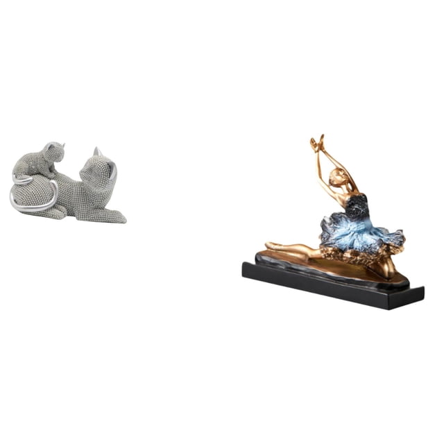 Estatua de gato, figura de escritorio, estatua de bailarina de ballet, figura de bailarina, escultura ornamental de resina, adecuada para regalar, dec