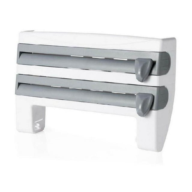 Estante de almacenamiento de envoltura de plástico de cocina multifunción con cortador Papel de aluminio Papel de barbacoa Remolque de papel