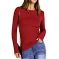 thumbnail image 3 of Fantaslook Fitted Long Sleeve Shirts for Women Stretch Casual Basic Tops Crewneck Ribbed Tees Shirts, 3 of 8