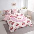 thumbnail image 2 of Erosebridal Kawaii Bowtie Letter C Monogrammed Bedding Comforter Set 7pcs,Dreamy Princess Bow Cherry Queen Bedding Sets,Pink Reversible,Super Cozy Room Decor, 2 of 6