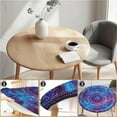 thumbnail image 3 of Housse de Table Ronde pour Tables Rondes 36 Pouces-70 Pouces, Nappe Ajustée avec Élastique pour Fête Intérieure Extérieure Vacances, 60 Pouces, Mandala Bleu et Violet, 3 of 7