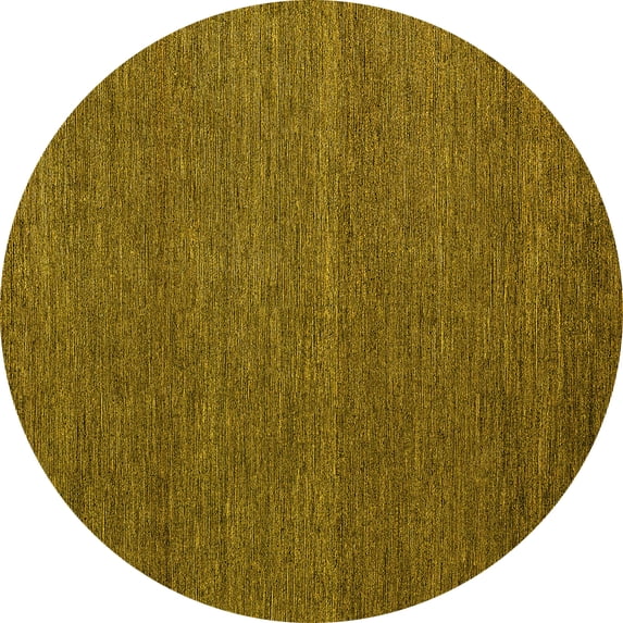 Ahgly Company Indoor Round Abstract Yellow Modern Area Rugs, 8' Round