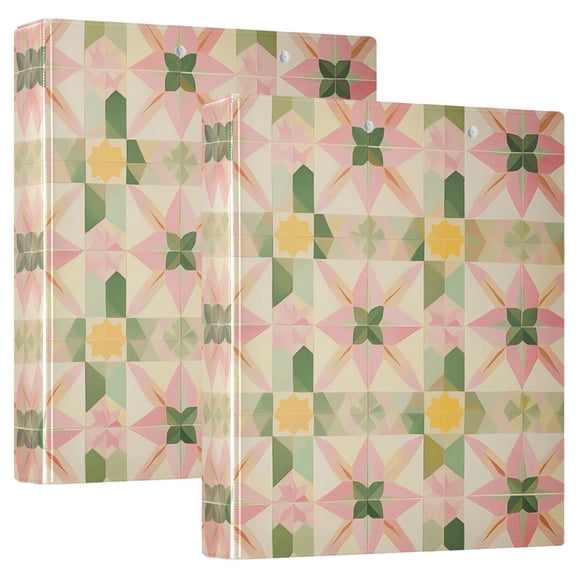 FORMRS 3 Ring Binder 1.5 inch with Pockets Set of 2 Clip Board 200 Sheets Capacity, Retro Pink Stars