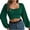 Green, variant on HAPIMO Women's Slim Chiffon Shirts Vacation Fashion Workout Cropped Tops Casual Elegant Square Neck Pleated Pullovers Lantern Sleeve Business Tees Outfits Green L