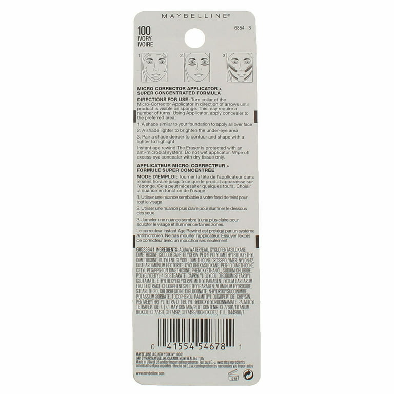 Eraser Rewind 0.2 oz Treatment Maybelline Instant of Circles Ivory, (Pack Multi-Use 6) Dark Concealer, Age