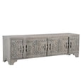 thumbnail image 3 of Taran Designs Isabella 6-door Carved Solid Wood TV Stand in Gray, 3 of 7