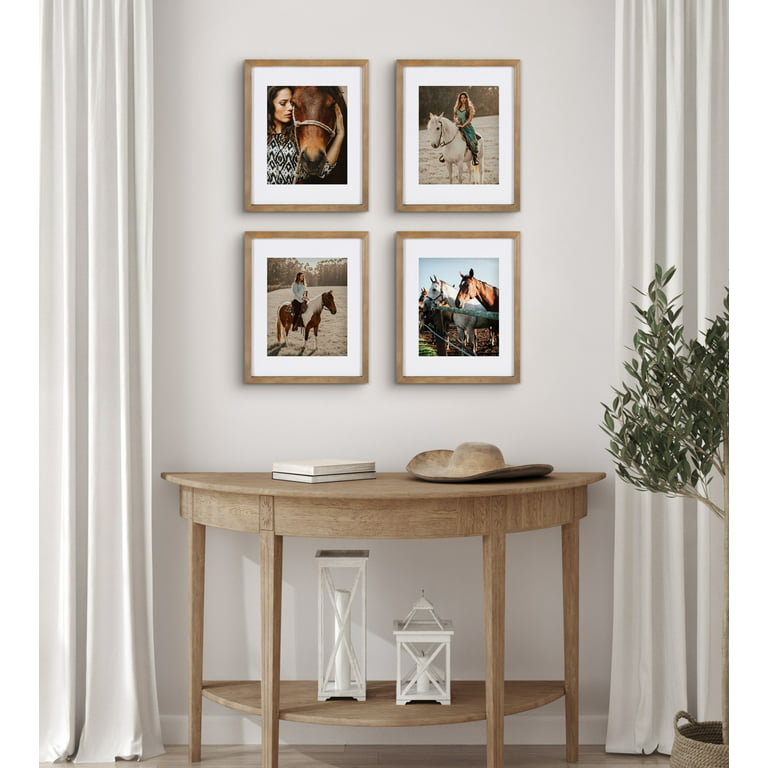 DesignOvation Gallery 11x14 Matted to 8x10 Wood Picture Frame Set of 4 Walnut Brown 4 Count
