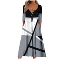 thumbnail image 1 of Robes Grande Taille pour Femmes Robe d'Été Décontractée à Manches Courtes Imprimée Col Rond Robe à la Cheville Robe à Manches Courtes en Liquidation, 1 of 5