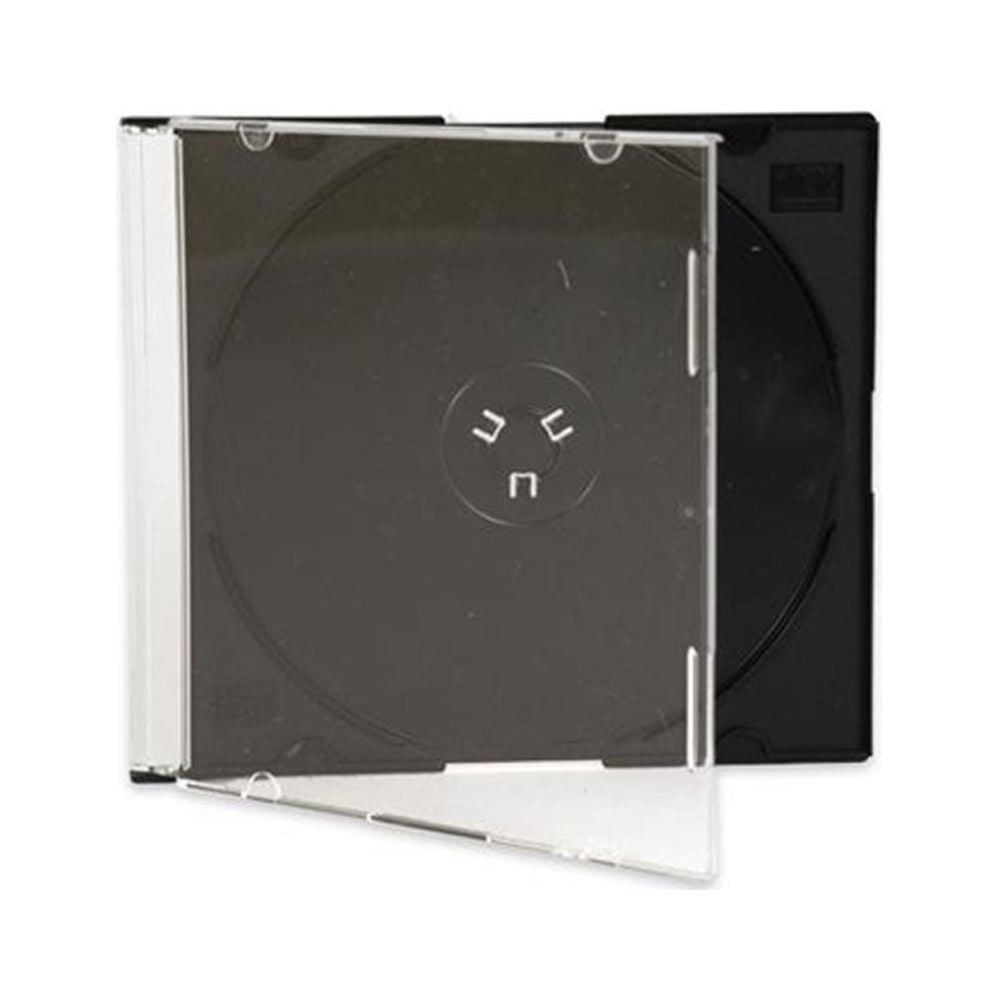 maxtek ultra thin 5.2mm slim clear cd jewel case with built in black tray, 200 pack.
