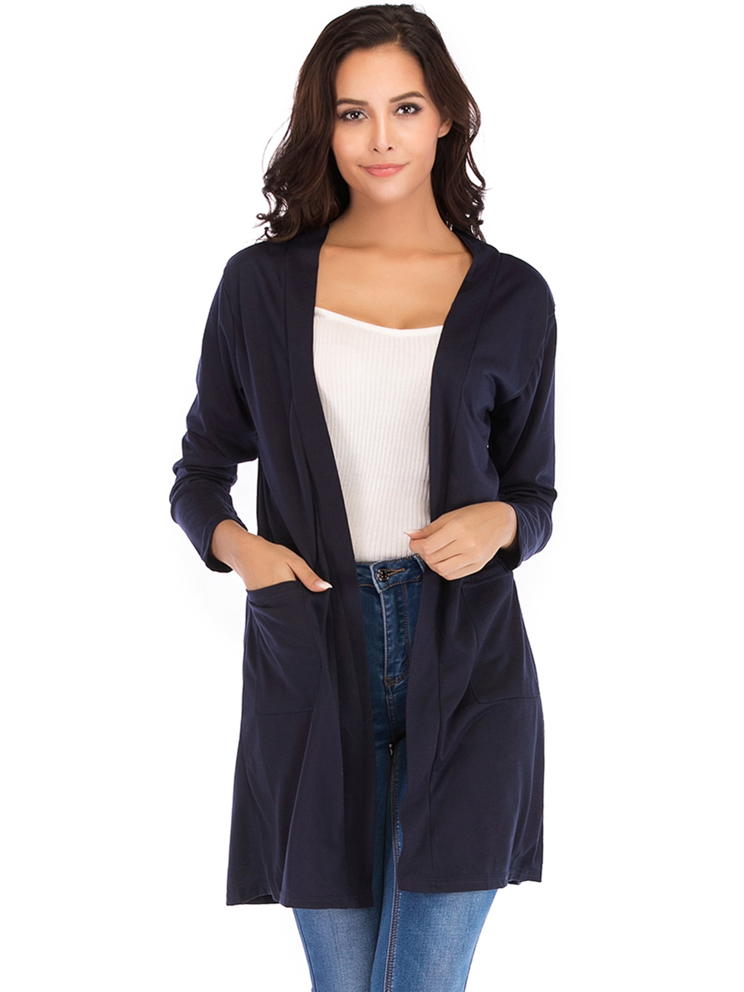 Casual Long Cardigan for Juniors Open Front Cardigan with Pocket Long ...
