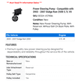 thumbnail image 2 of Power Steering Pump - Compatible with 2003 - 2007 Dodge Ram 2500 5.7L V8 2004 2005 2006, 2 of 2