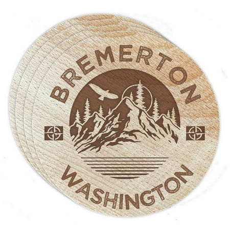

Bremerton Washington 4 Pack Engraved Wooden Coaster Camp Outdoors Design
