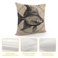 thumbnail image 4 of Ocean Marine Life Pillow Covers Linen Sea Theme &amp; Beach with Anchor/Sailboat Decorative Throw Pillow Case Cushion Cover " Set of (Retro Sea Animal), 4 of 5