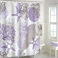 thumbnail image 2 of Small Stall Shower Curtain 36 x 72 Inch, Lavender Half Narrow Beach Ocean Themed Shower Curtain, Light Purple Tropical Seashell Starfish Coral Coastal Shower Curtains for Bathroom Decor, 2 of 6