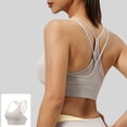 thumbnail image 2 of vdgthytj Sports Bras for Women Breathable Wireless Padded Underwear Supportive Crisscross Back Full Coverage Workout Bras(XX-Large,Gray), 2 of 7