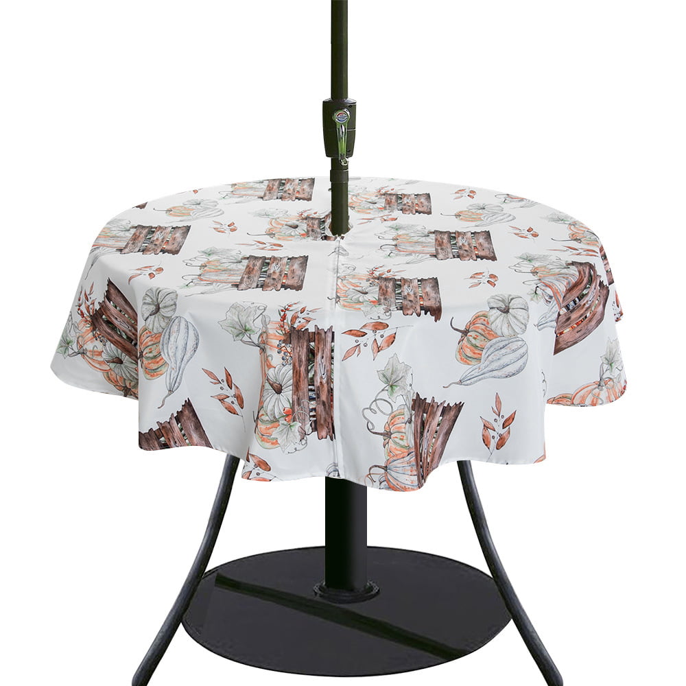 Indoor 60inch Round Tablecloth, 60 Inch Round Vinyl Tablecloth With Umbrella Hole