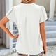 thumbnail image 4 of Blusa de manga con volantes huecos Escote en V Blusa de manga corta de color liso Top para mujer Lady Girl, 4 of 6