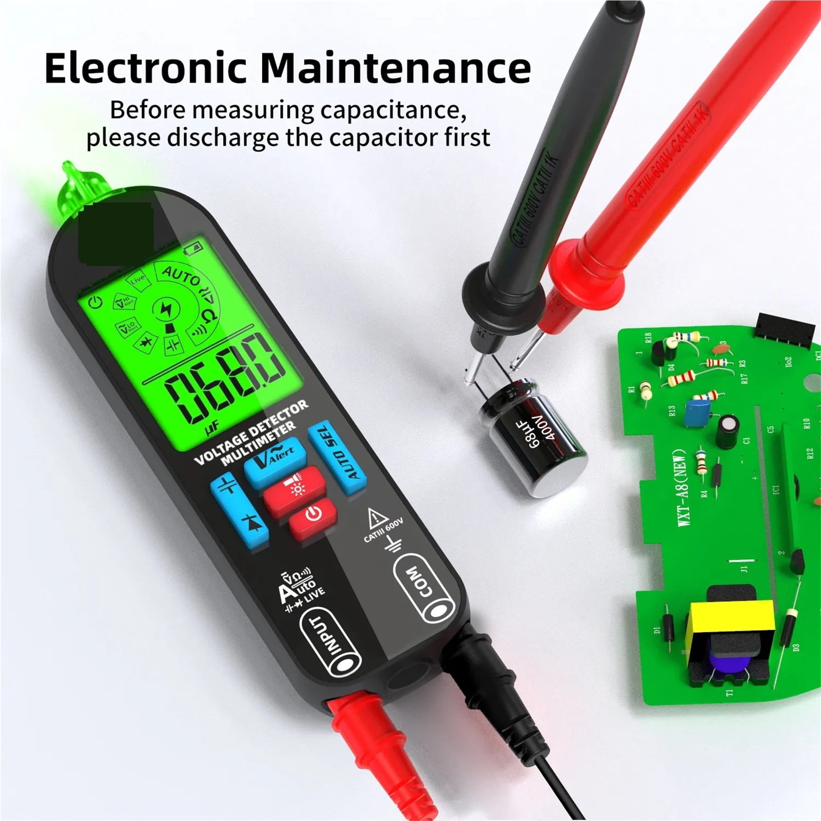 Smart Digital Multimeter Electronic Tester AC DC Contactless NCV Automatic Diode Capacitor Ohm Hz Breakpoint Meter ,Battery Test
