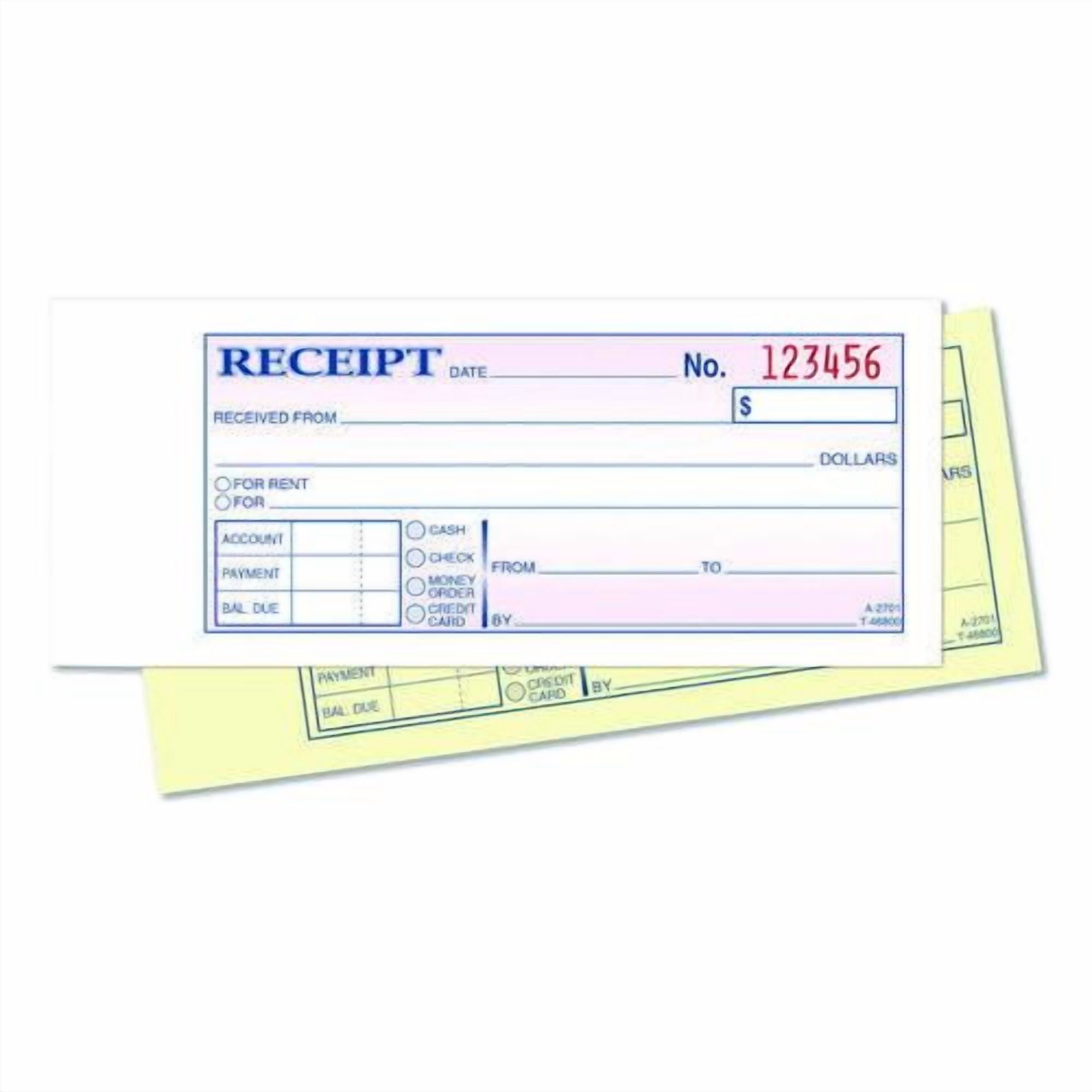Money/Rent Receipt Book, Two-Part Carbonless, 6.69 x 2.75, 50 Receipts/Book, 5 Books/Pack | Bundle of 2
