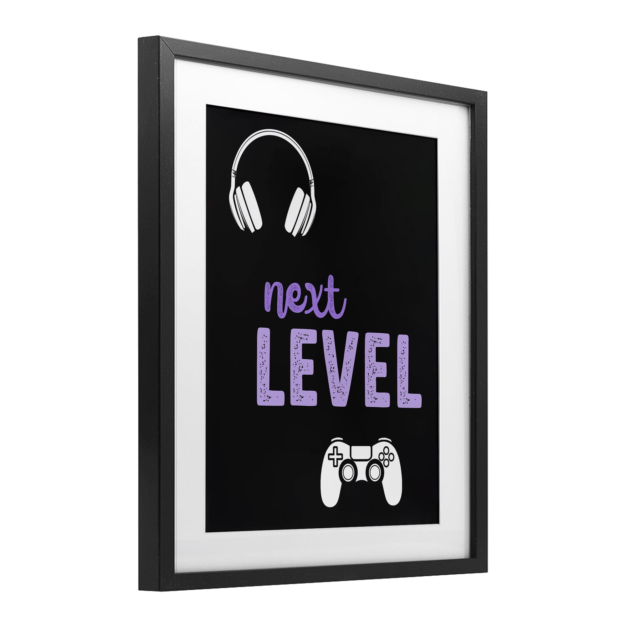 Next Level Headset & Controller Black Framed Print Under Glass, design by Christine Simpson Art