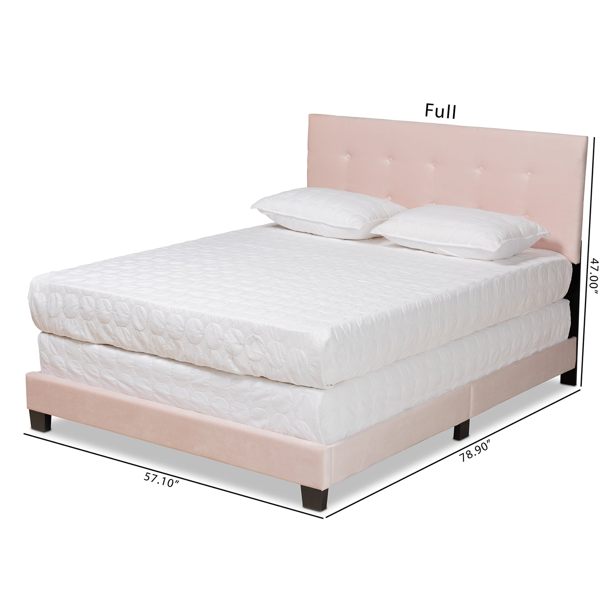 Baxton Studio Caprice Contemporary/Modern Velvet Tufted Panel Bed, Queen, Light Pink/Black