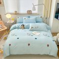 thumbnail image 1 of Lindo juego de cama de oso para niñas, funda de edredón de algodón lavado coreano, edredón bordado, juego de sábanas ajustables tamaño Queen y King, 1 of 6
