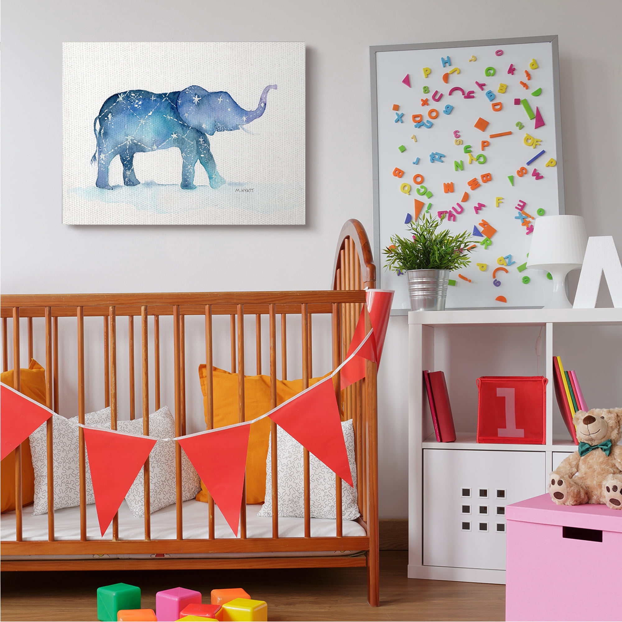 Stupell Industries Elephant March with Abstract Night Sky Constellation Canvas Wall Art, 30 x 40, Design by Melissa Hyatt LLC