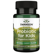 Swanson Probiotic for Kids - Natural Cherry Flavored 3 Billion Cfu 60 Chewable Tablets
