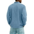 thumbnail image 3 of Dresfit Mens Polo Shirts Long Sleeve Ribbed Big and Tall Shirts Lapel Loose Fit Corduroy Button Down Knit Sweater Chest Pocket Lightweight Thermal Tops Light Blue L, 3 of 3