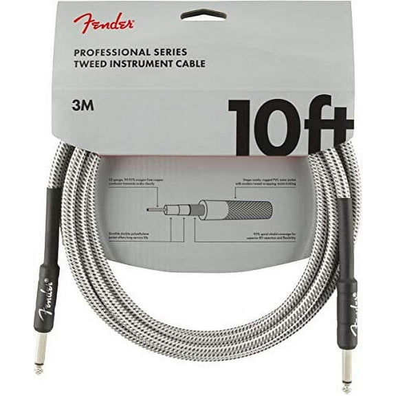 Fender Professional Series Instrument Cable, White Tweed - 10 Foot