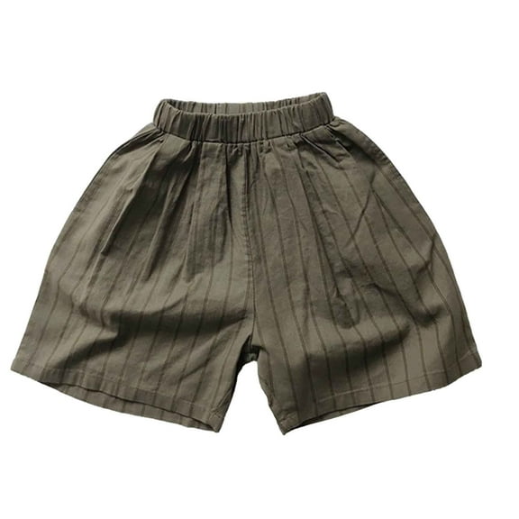 REDARER Toddler Boys & Girls' Striped Linen Shorts, Elastic Waist Casual Summer Holiday Play Bottoms,5-6 Years