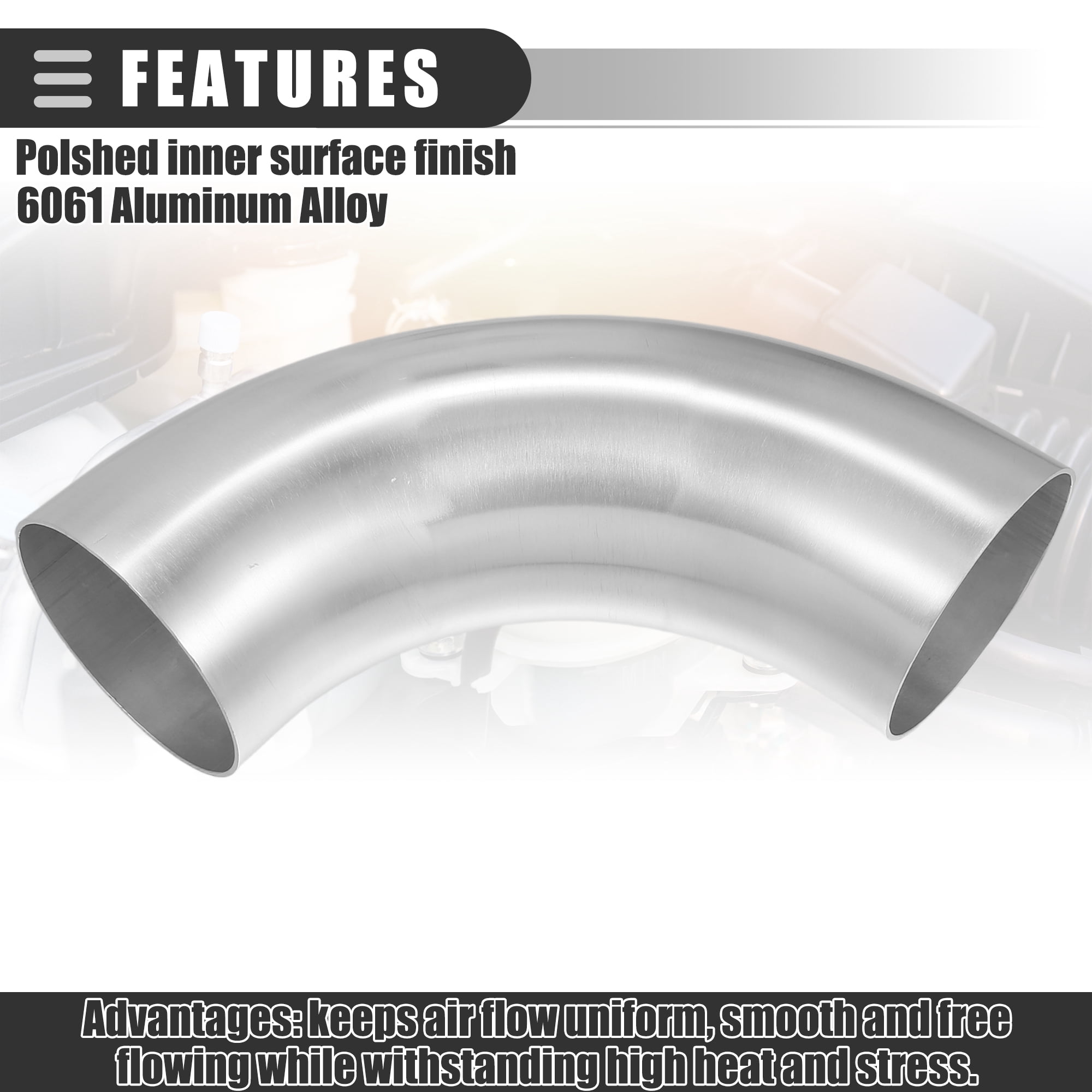 Unique Bargains Leg Length 4 Inch Intercooler Pipe 90 Degree Bend Elbow Tube 4" OD 102mm