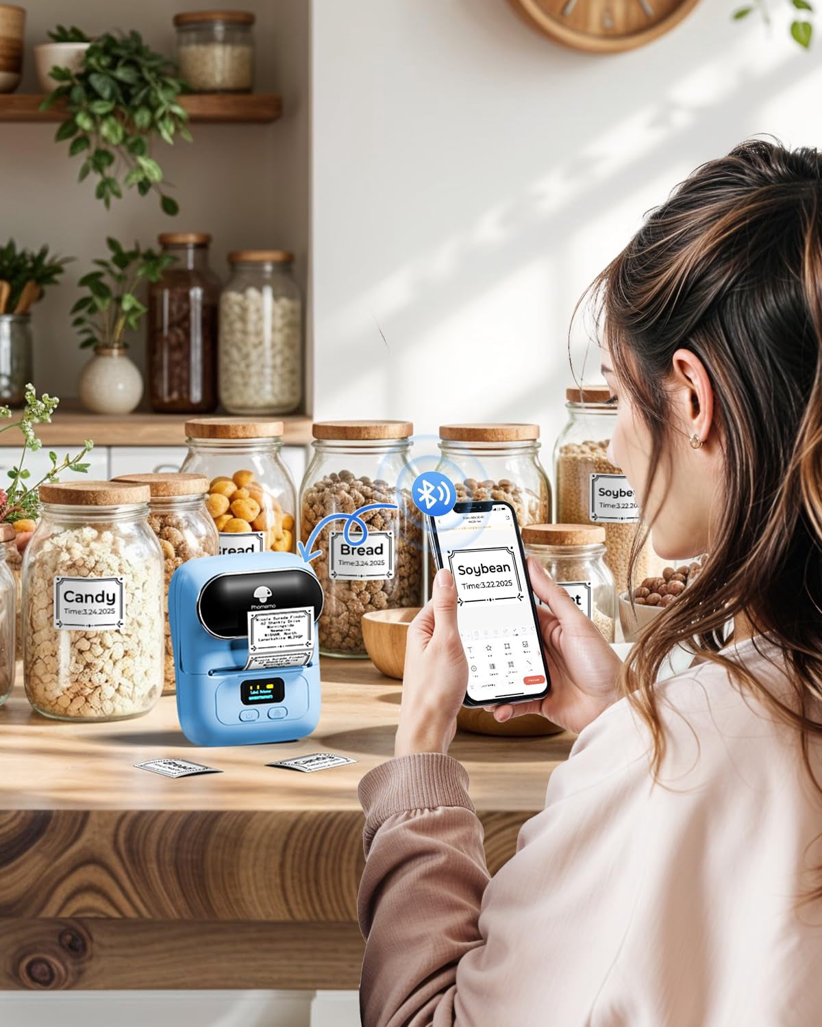 Barcode Label Printer - M110 Maker Portable Machine For Small Business  Address Logo Clothing Jerwery Thermal Compatible With Phones & Pc Blue