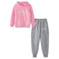 thumbnail image 4 of TiaoBug Kids Boys Girls 2Pcs Casual Sportsuits Activewear Long Sleeve Hoodies Sweatshirt with Jogger Pants Sweatsuit Set Pink&Gray 4-5, 4 of 7